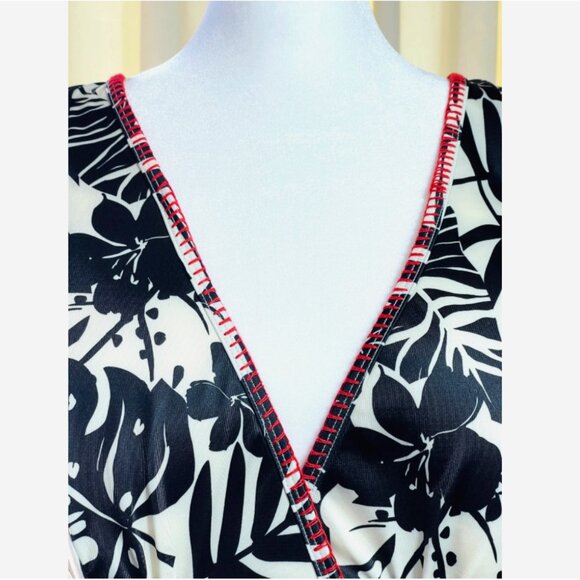 Lane Bryant Black & White V-Neck One Piece Swimsuit w/ built in Bra Size 22 NWT - Picture 5 of 8